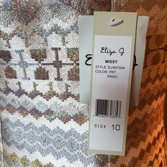 Eliza J metallic sheath 10 embellished brocade - Picture 6 of 8